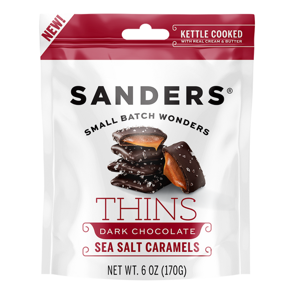 Dark Chocolate Sea Salt Caramel Thins 6 oz. Pouch