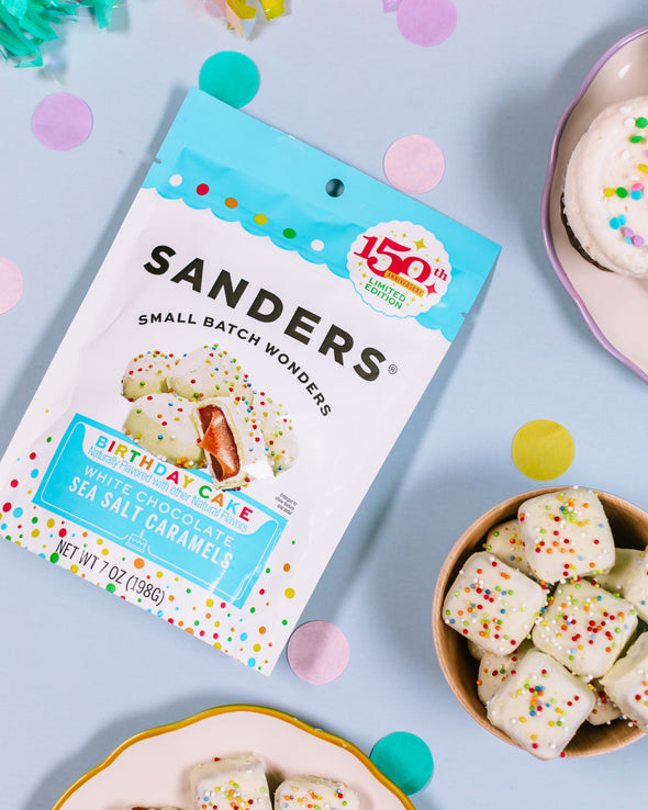White Chocolate Birthday Cake Flavor Sea Salt Caramels 7oz Pouch