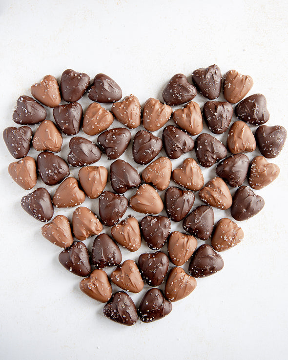 Milk Chocolate Sea Salt Caramel Hearts Tub