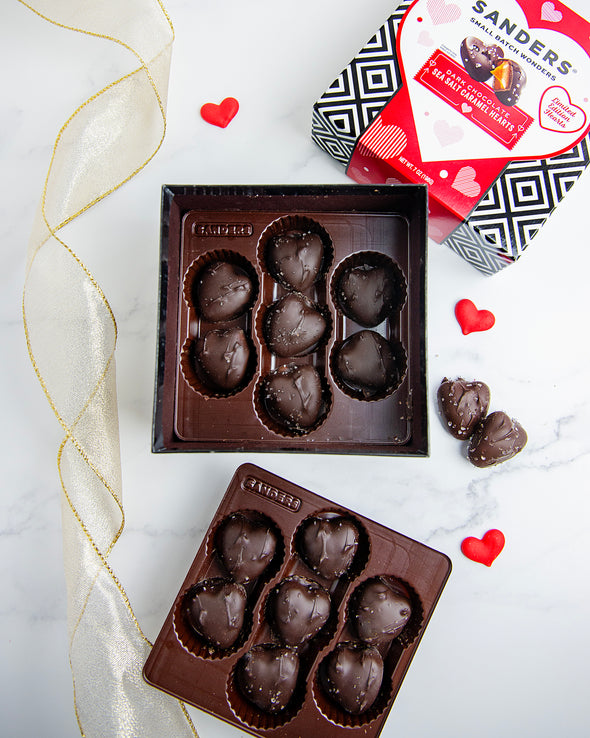 Dark Chocolate Sea Salt Caramel Hearts Gift Box