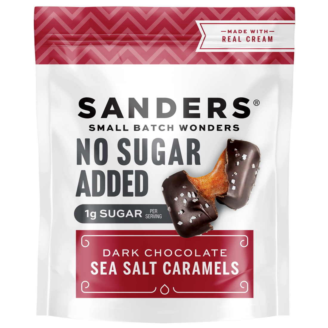 No Sugar Added Dark Chocolate Sea Salt Caramels 5.5 OZ – Sanders Candy