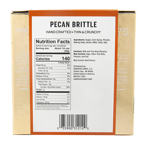Pecan Brittle Gift Box rear-nutrition facts and ingredients