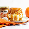 Pumpkin Spice Dessert Topping on ice cream puff