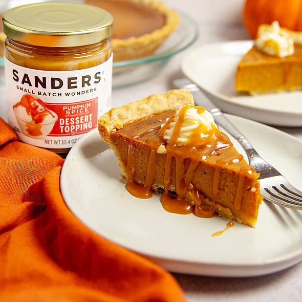 Pumpkin Spice Dessert Topping on pumpkin pie