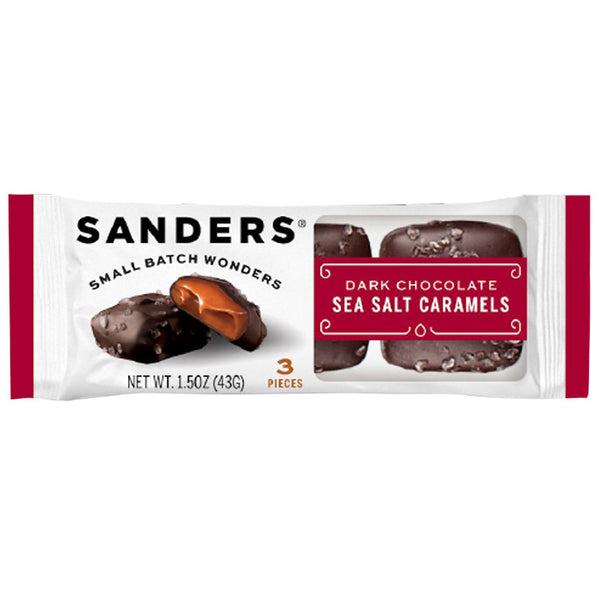 Dark Chocolate Sea Salt Caramel Thins Tub 18 oz. – Sanders Candy