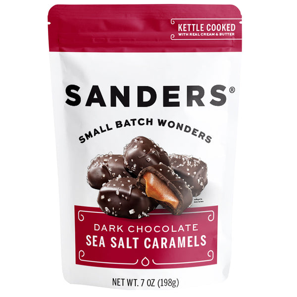 Dark Chocolate Sea Salt Caramels 7 oz. Pouch – Sanders Candy