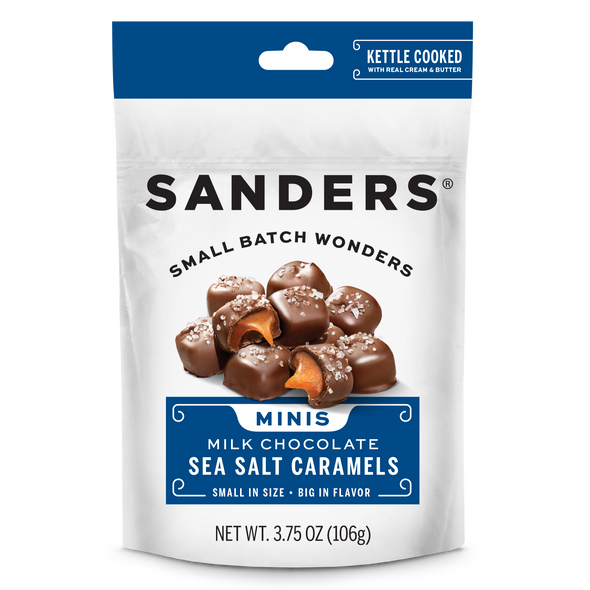 Milk Chocolate Sea Salt Caramels Mini Bites 3.75 oz. front product packaging