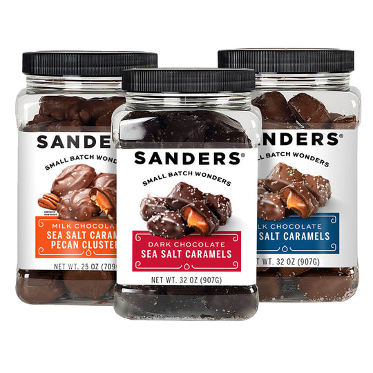 Sanders Sea Salt Caramels, Dark Chocolate, Thins - 6 oz
